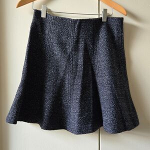 LOFT Black & White Textured Tweed A-Line Elastic Waist Mini Skirt - Size S